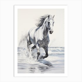 A Horse Oil Painting In Grace Bay Beach, Turks And Caicos Islands, Portrait 3 Art Print