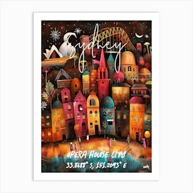 Sydney, folk naive and whimsical poster Art Print