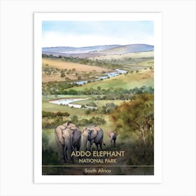 Addo Elephant National Park South Africa Watercolour 3 Art Print