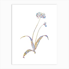 Stained Glass Spring Garlic Mosaic Botanical Illustration on White n.0194 Art Print
