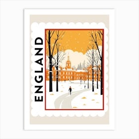 Retro Winter Stamp Poster Cambridge United Kingdom 2 Art Print