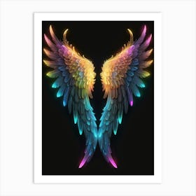 Neon Angel Wings 2 Art Print