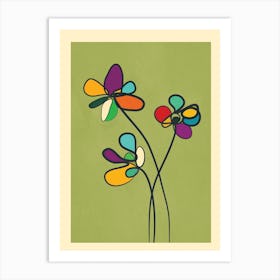 Line Little Wildflowers 2 Art Print