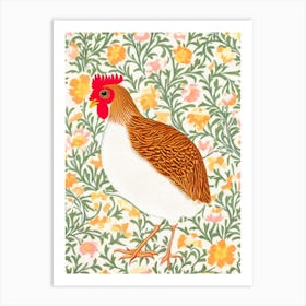 Chicken 2 William Morris Style Bird Art Print