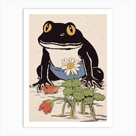 Frog In The Garden,  Matsumoto Hoji Inspired Japanese 9 Art Print