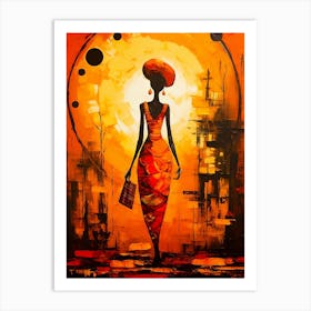 African Woman In Red Dress Art Print