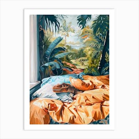 Dinosaur In Bed Painting Art Print