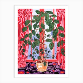 Pink And Red Plant Illustration Ficus Art Print