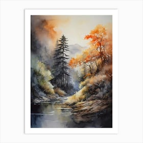 Watercolor Of A River 1 Art Print