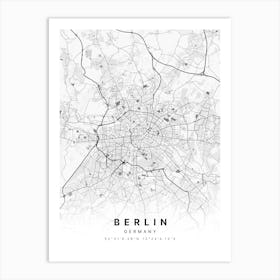 Berlin Germany White Map Art Print