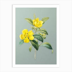 Vintage Golden Guinea Vine Botanical Art on Mint Green Art Print