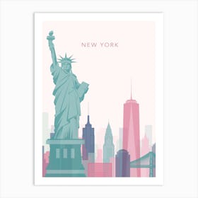 Pink And Teal New York Skyline Art Print