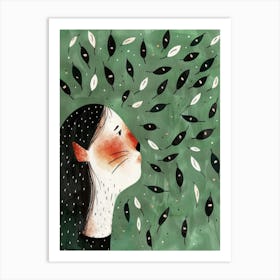 Girl With Leaves 11 Art Print