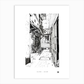 Alleyway Saigon Cityscape Vietnam Pen and Ink Illustration Art Print