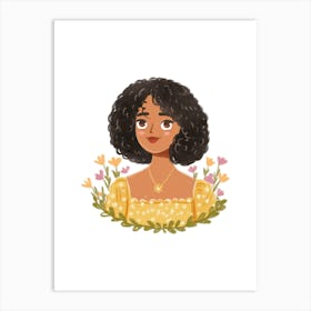 Afro-American Girl Watercolor Art Print