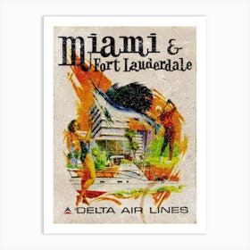 Vintage Travel Poster ― Miami Fort Lauderdale Delta Air Lines Art Print