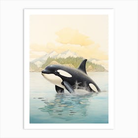 Bright Orca Whale Simplistic Illustration Art Print