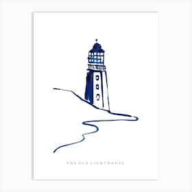 The Old Lighthouse, Sea , Handpainted Art Print Art Print