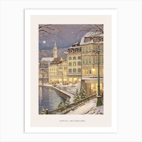 Vintage Winter Poster Zurich Switzerland 3 Art Print