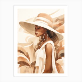 Woman In White Hat 4 Art Print