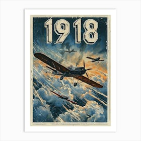 Aihrgdesign A Vintage Aviation Poster Depicting 1918 Biplane 3 Art Print