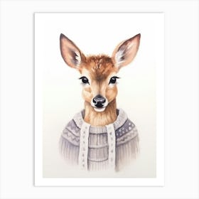 Baby Animal Watercolour Deer 3 Art Print