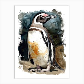 Humboldt Penguin Santiago Island Watercolour Painting 1 Art Print