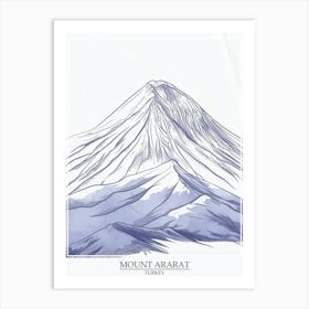 Mount Ararat Turkey Color Line Drawing 7 Poster Art Print