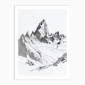 Aconcagua Argentina Line Drawing 4 Art Print