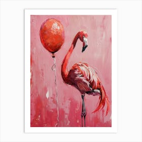 Cute Flamingo 2 With Balloon Art Print