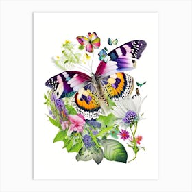 Butterfly In Garden Decoupage 2 Art Print