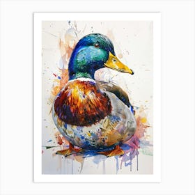 Mallard Duck Colourful Watercolour 3 Art Print