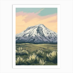 Mount St Helens Usa Color Line Drawing (2) Art Print