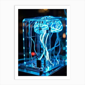 Cybernetic Brain Circuit Infused With Futuristic Design Bioluminescent Neural Pathways Intertwine (4) Art Print