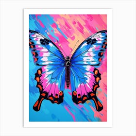 Pop Art Blue Morpho Butterfly 2 Art Print