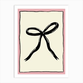 Black Bow with Pink Border Art Print