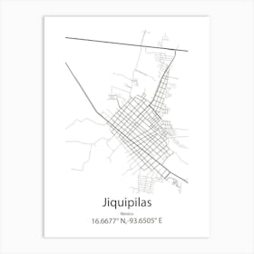 Jiquipilas,Mexico Minimalist Map Art Print