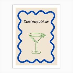 Cosmopolitan Doodle Poster Blue & Green Art Print