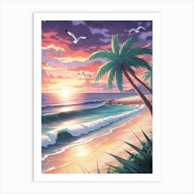 Sunset At The Beach 11 Art Print