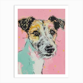 Pastel Wolfhound Rat Terrier Dog Pastel Line Illustration 1 Art Print