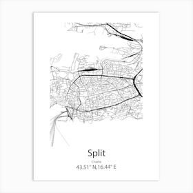 Split,Croatia Minimalist Map Art Print