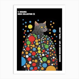 Yayoi Kusama Dots Inspired Cat Poster Art Print