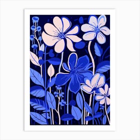 Blue Flower Illustration Honeysuckle 1 Art Print