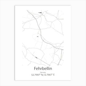 Fehrbellin,Germany Minimalist Map Art Print