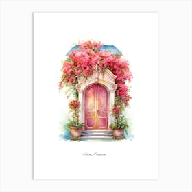 Nice, France   Mediterranean Doors Watercolour Painting 3 Poster Art Print