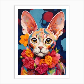 Devon Rex Cat With A Flower Crown Painting Matisse Style 2 Art Print