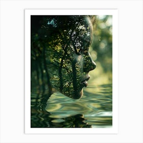 Woman'S Face In Water Art Print