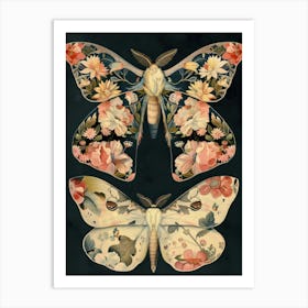 Night Butterflies William Morris Style 7 Art Print