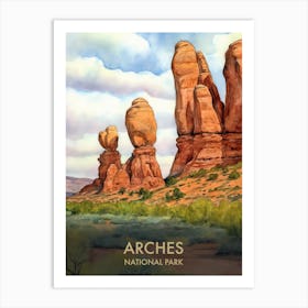 Arches National Park Watercolour Vintage Travel Poster 1 Art Print