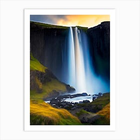 Kirkjufellsfoss Waterfall, Iceland Nat Viga Style (2) Art Print